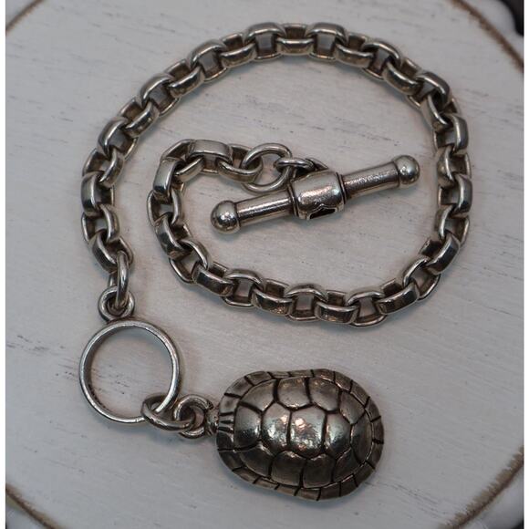 Barry Kieselstein Cord 925 Turtle Toggle Charm Bracelet 44.87G / 8in / 5.5mm - Picture 1 of 8